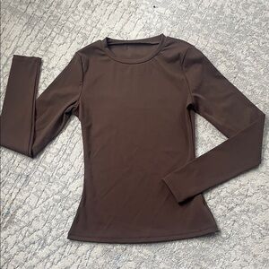 Long Sleeve Crewneck Women's Top in Rich  Brown